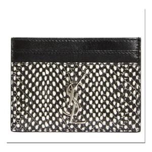 Saint Laurent Cassandre python embossed leather card case NWT